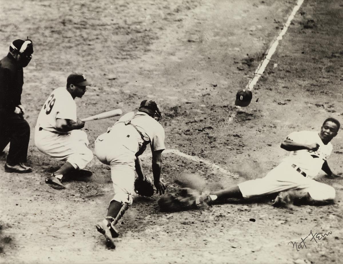 NAT FEIN (1914-2000) Jackie Robinson Steals Home (July 17, 1949).